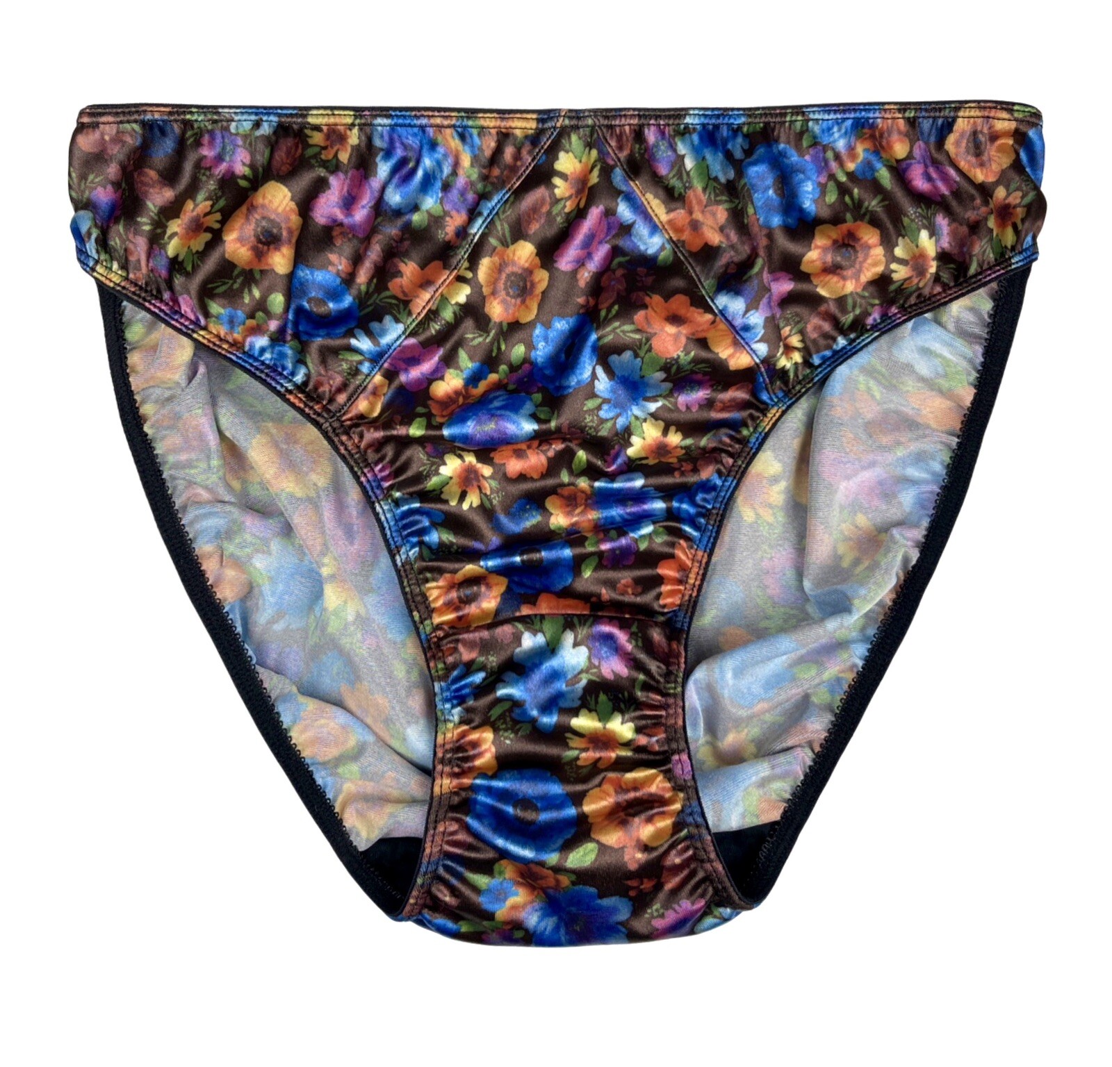 Second Skin Satin Hipster Panty Colorful Floral Print 2XL