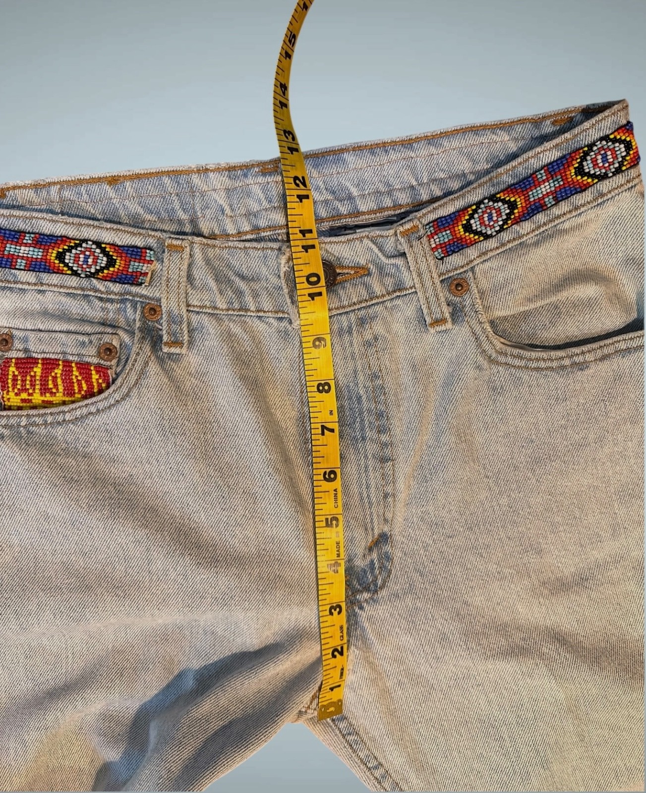 Vintage 1990’s Buzz 18 Beaded Levi’s 505 Jeans Women’s Embellished Upcycled 6 S