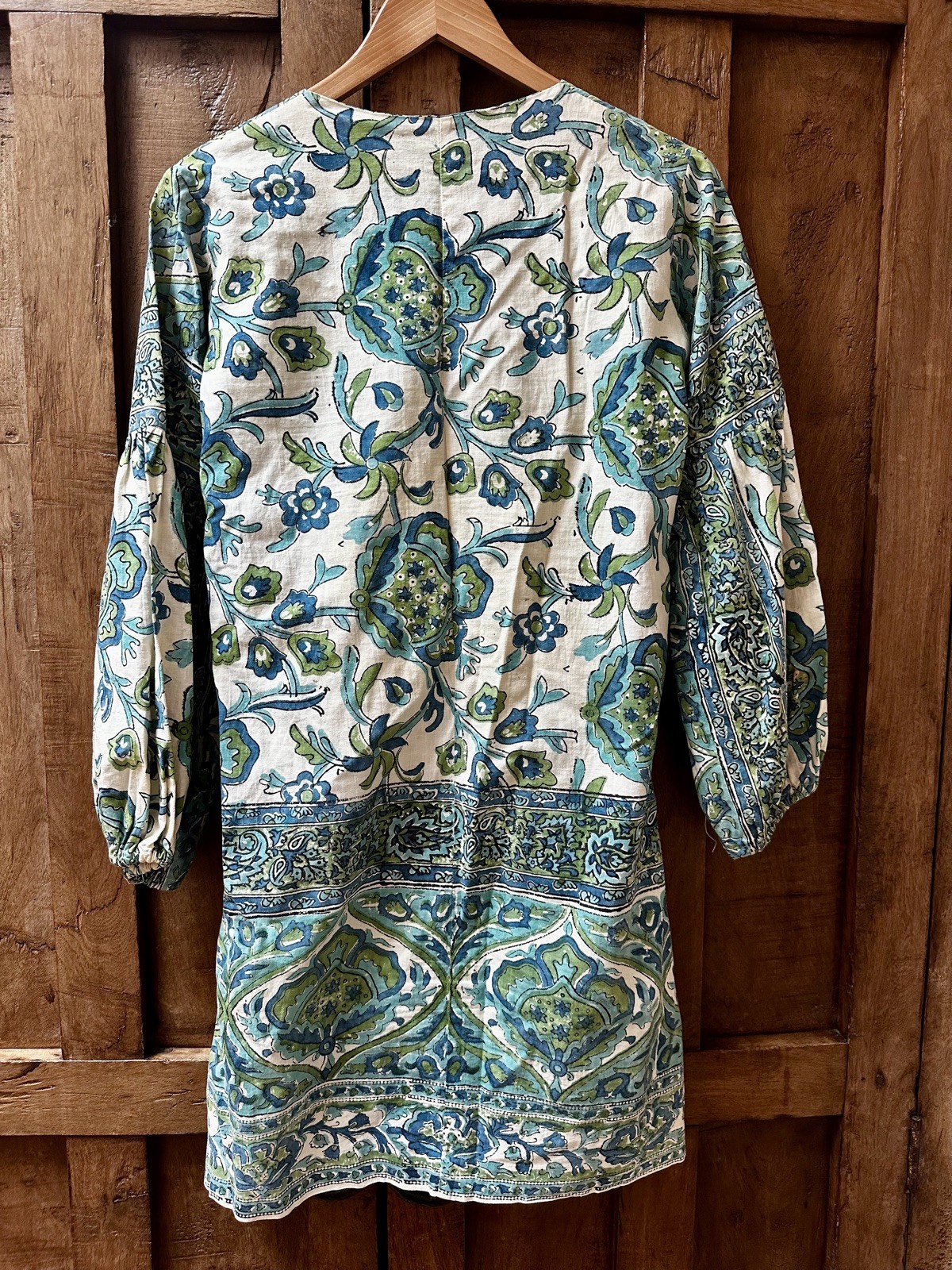 1968 Indian Block Print Balloon Sleeve Dress
