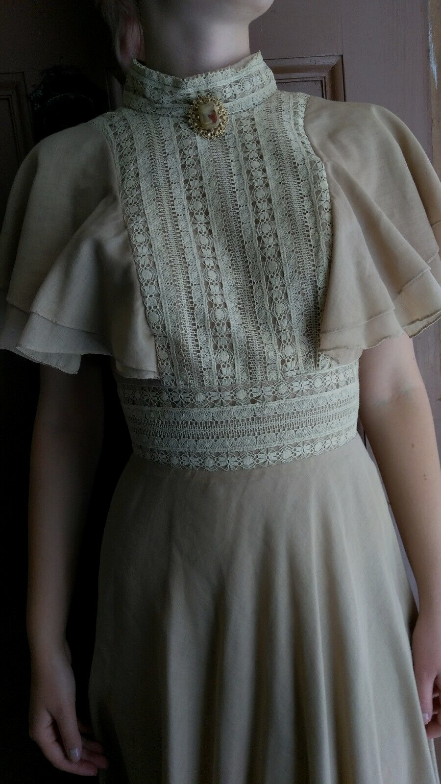 70s Victorian Style Dress xs Prairie Boho Hippie Butterfly Sleeves CALDERON