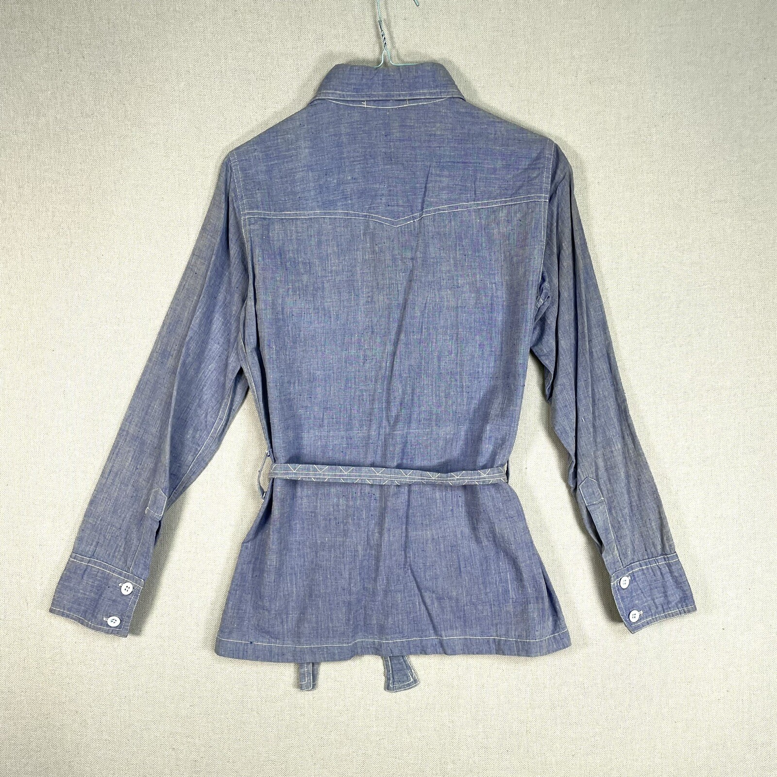 VINTAGE 60s 70s Denim Shirt Size Small Womens Made in India Boho Hippy J23