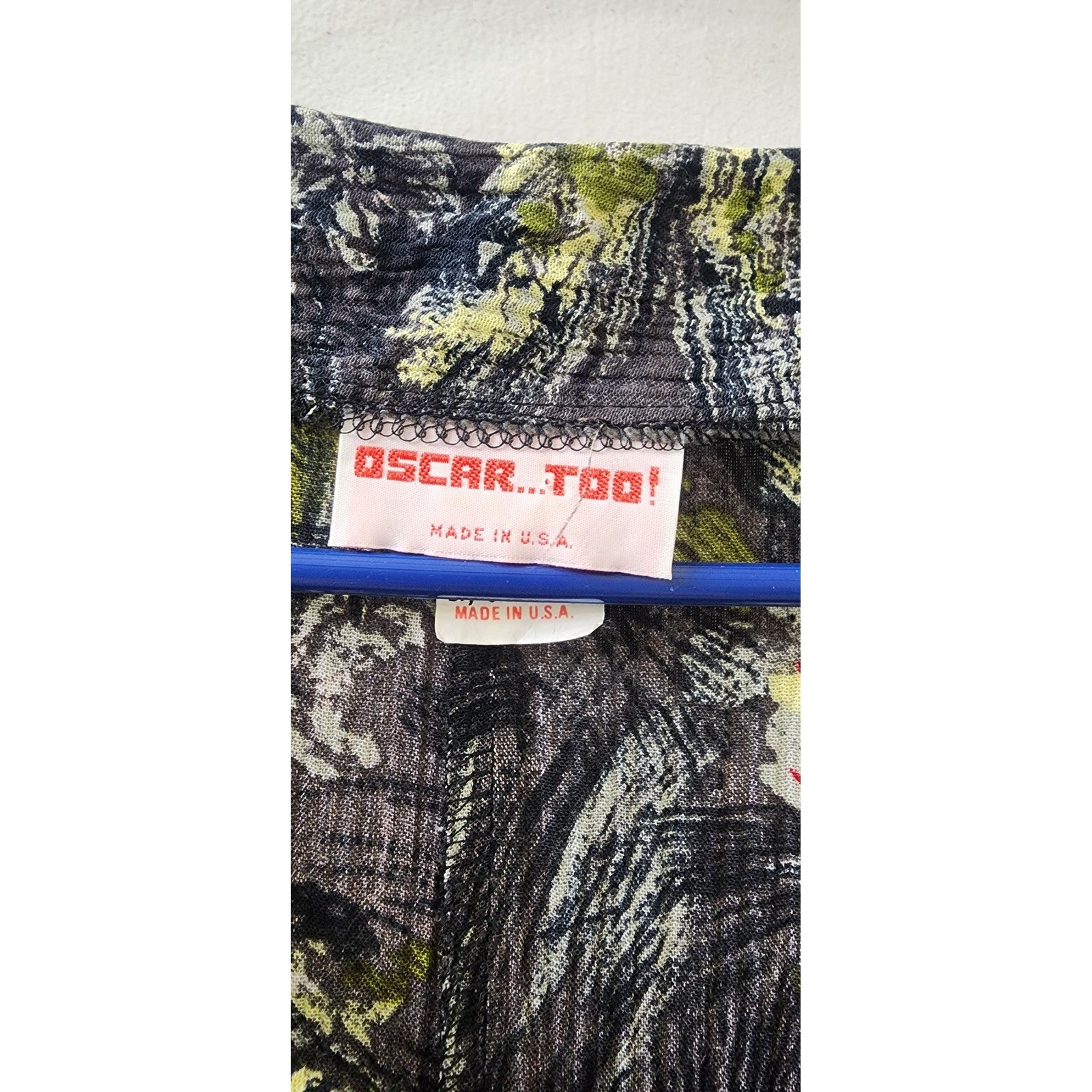 Vintage Oscar Too! Women Floral Rayon Button Front Midi Dress Belted Black Sz 10