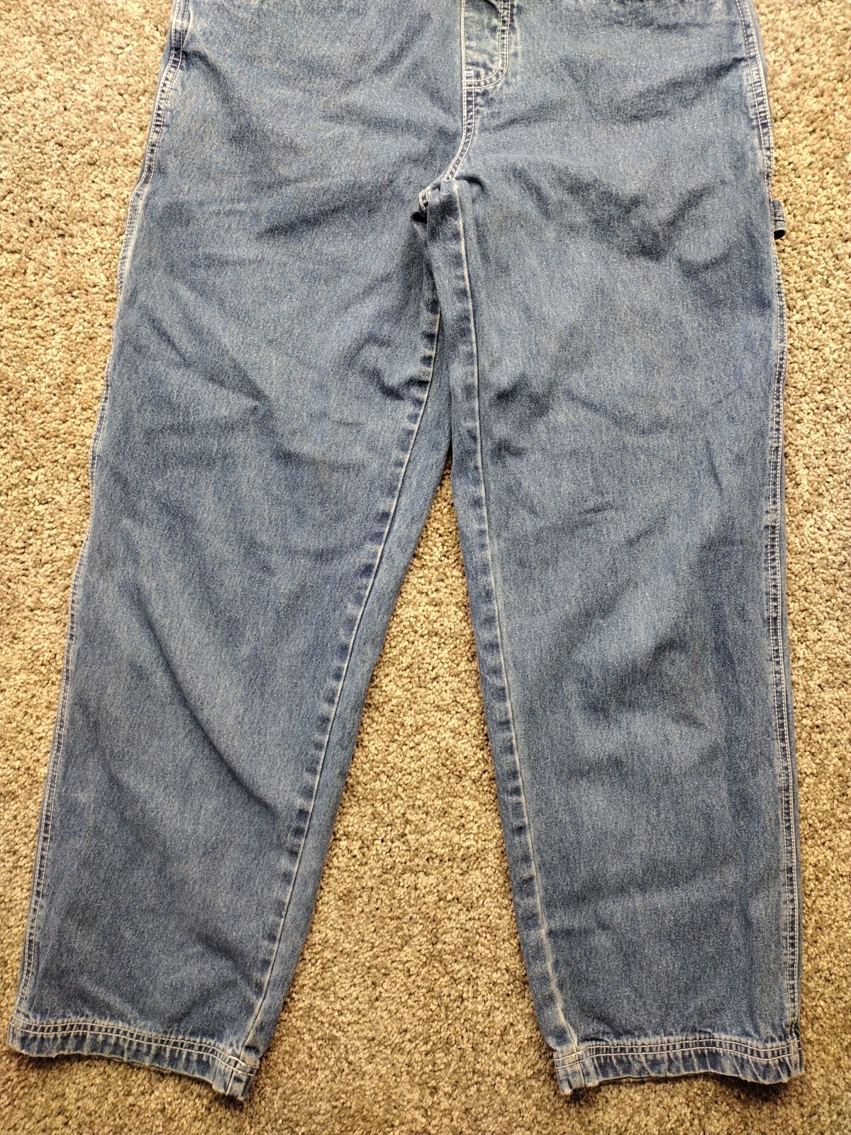 VTG RVT Denim Straight Leg Light Wash Jean Carpenter Bib Overalls Women&rsquo;s M Y2K