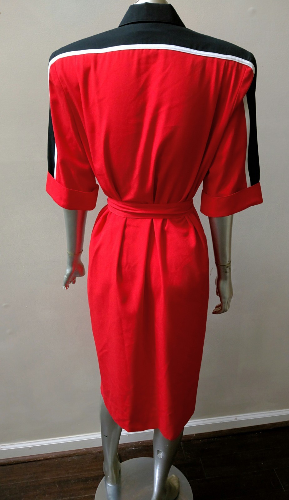 RETRO VINTAGE COLOR BLOCK BELTED BUTTON DOWN MINIMALIST BOHO MIDI SHIFT DRESS 12