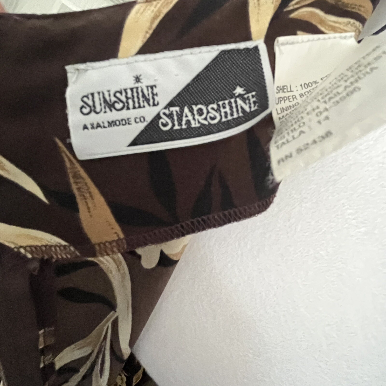 Vintage 90s Sunshine Starshine Brown Tropical Maxi Dress 14 Resort Beach Party