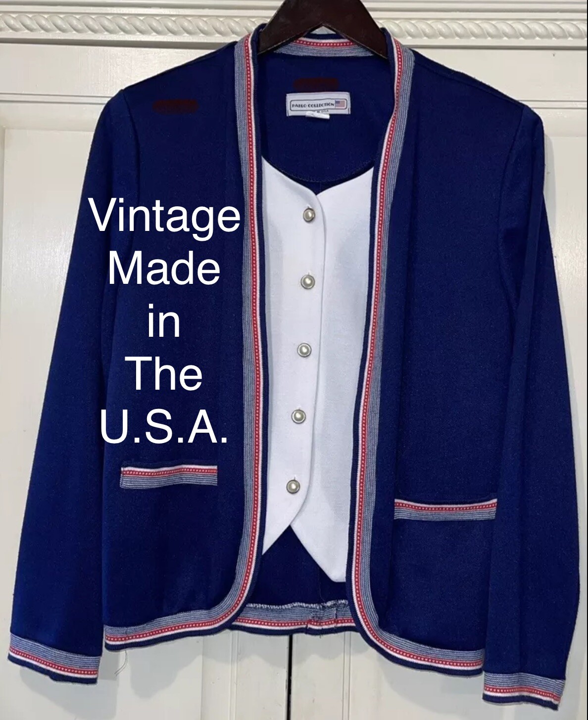 Pablo Collection Sweater Women 12 Cobalt Blue All In One Shirt Jacket Vintage