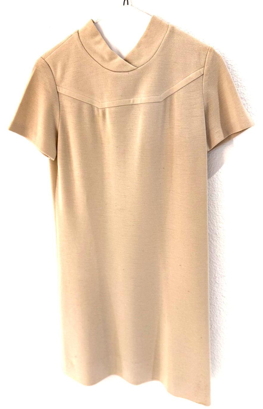 VTG L&rsquo;Aiglon Knits 1960s Wool Dress Cream Midcentury SZ XS