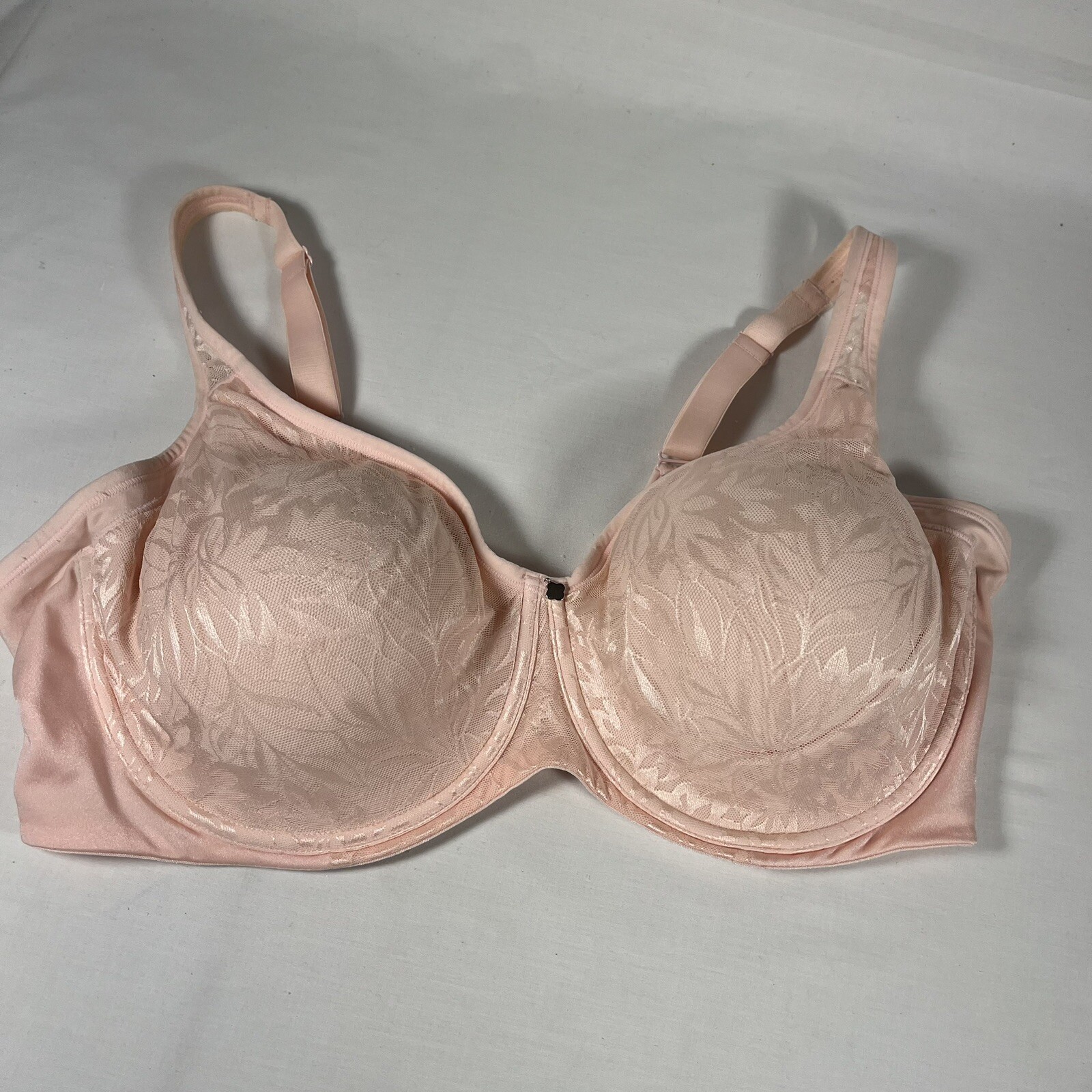 Plus-Size Breezies Pink Chiffon Lace Overlay Underwire Bra Size 42DD
