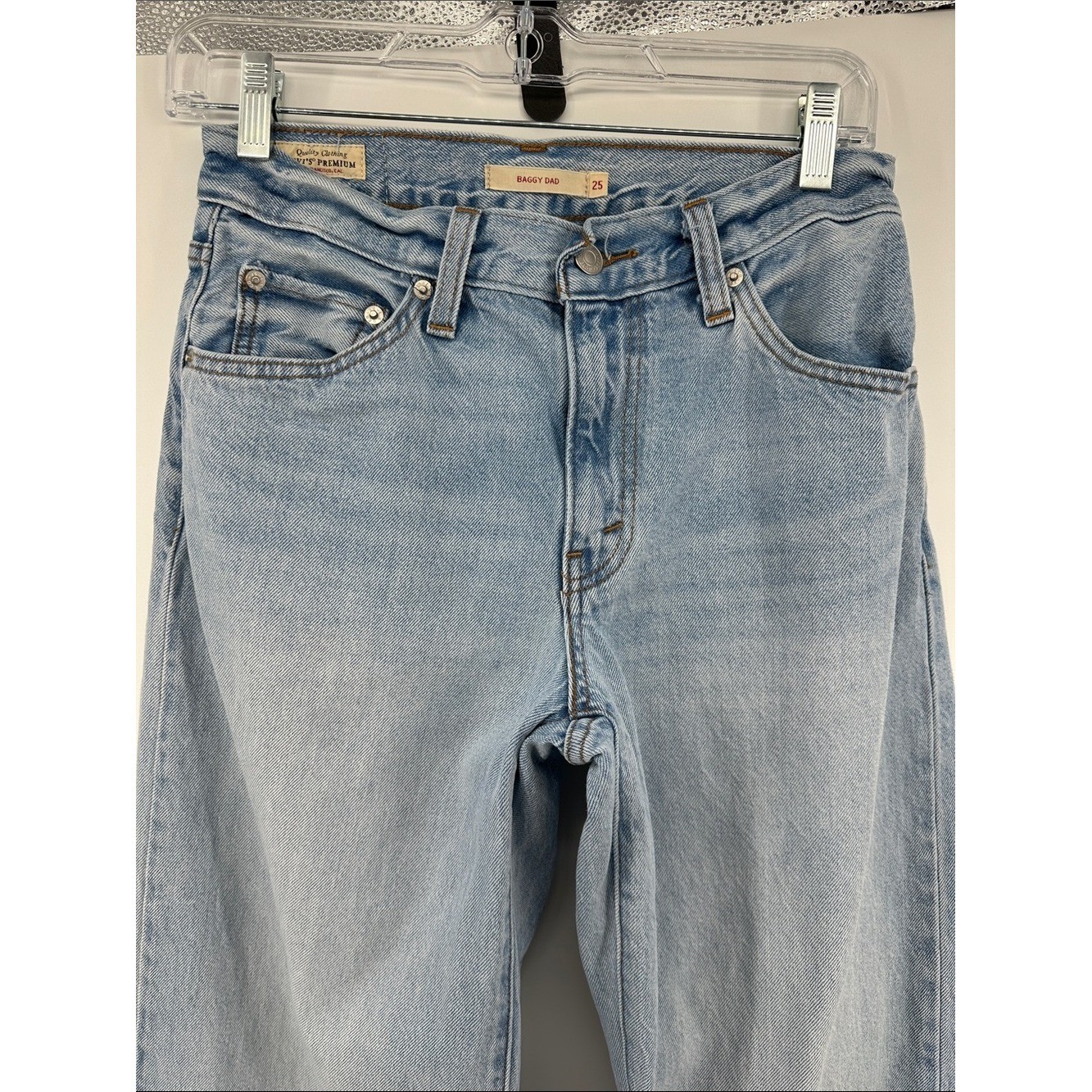 Levi&rsquo;s Premium Baggy Dad Y2K Streetwear Skater Retro Light Blue Jeans Sz25