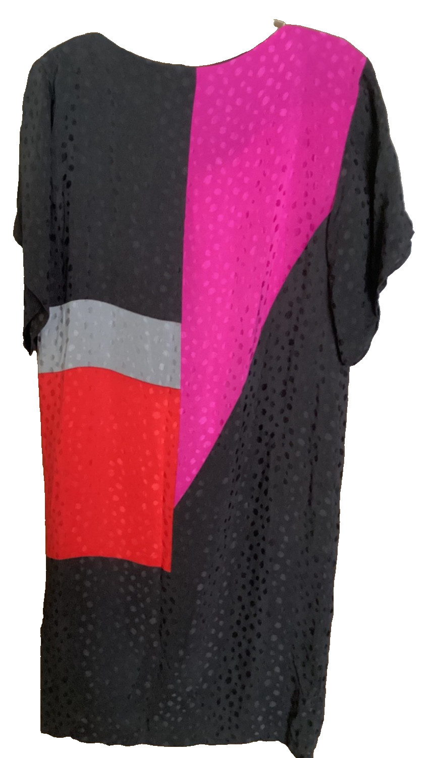 Vtg 80&rsquo;s Silk Dress Flora Kung Kaftan Colorblock Boxy Retro Women&rsquo;s 12
