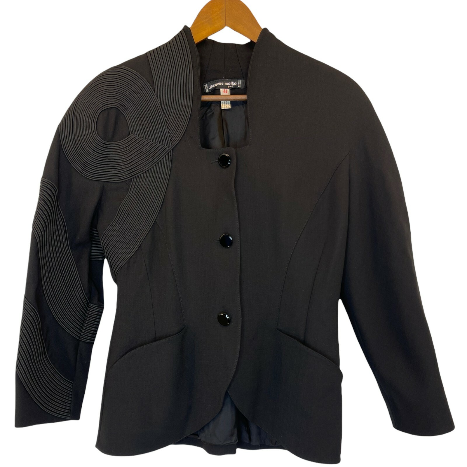 Jacques Molko Paris Jacket Womens 12 Black Vintage Avant Garde 1980s Blazer