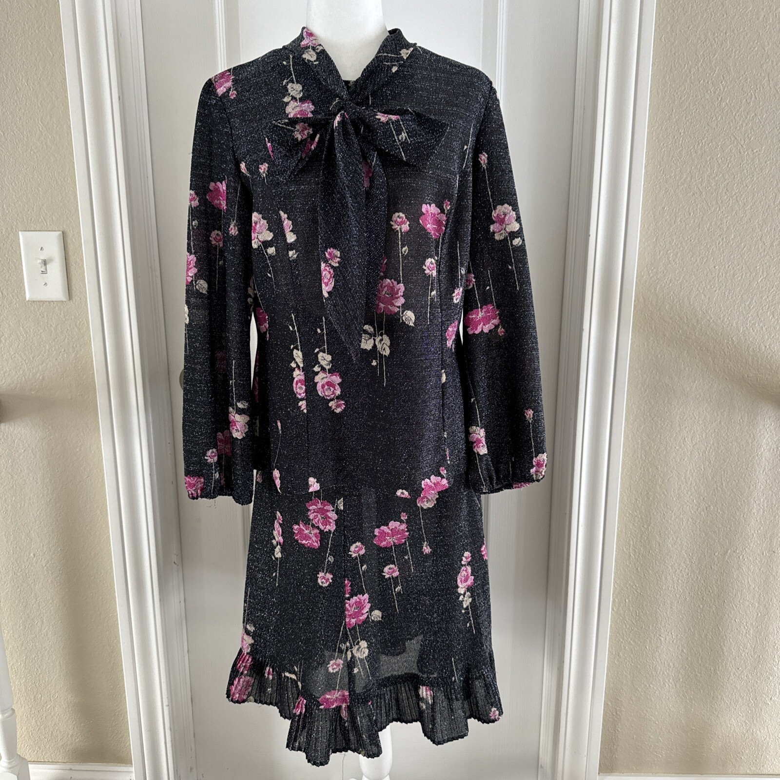 Mary Roberts New York Skirt Set Blouse Skirt Size 20.5 Vintage USA Unique C2