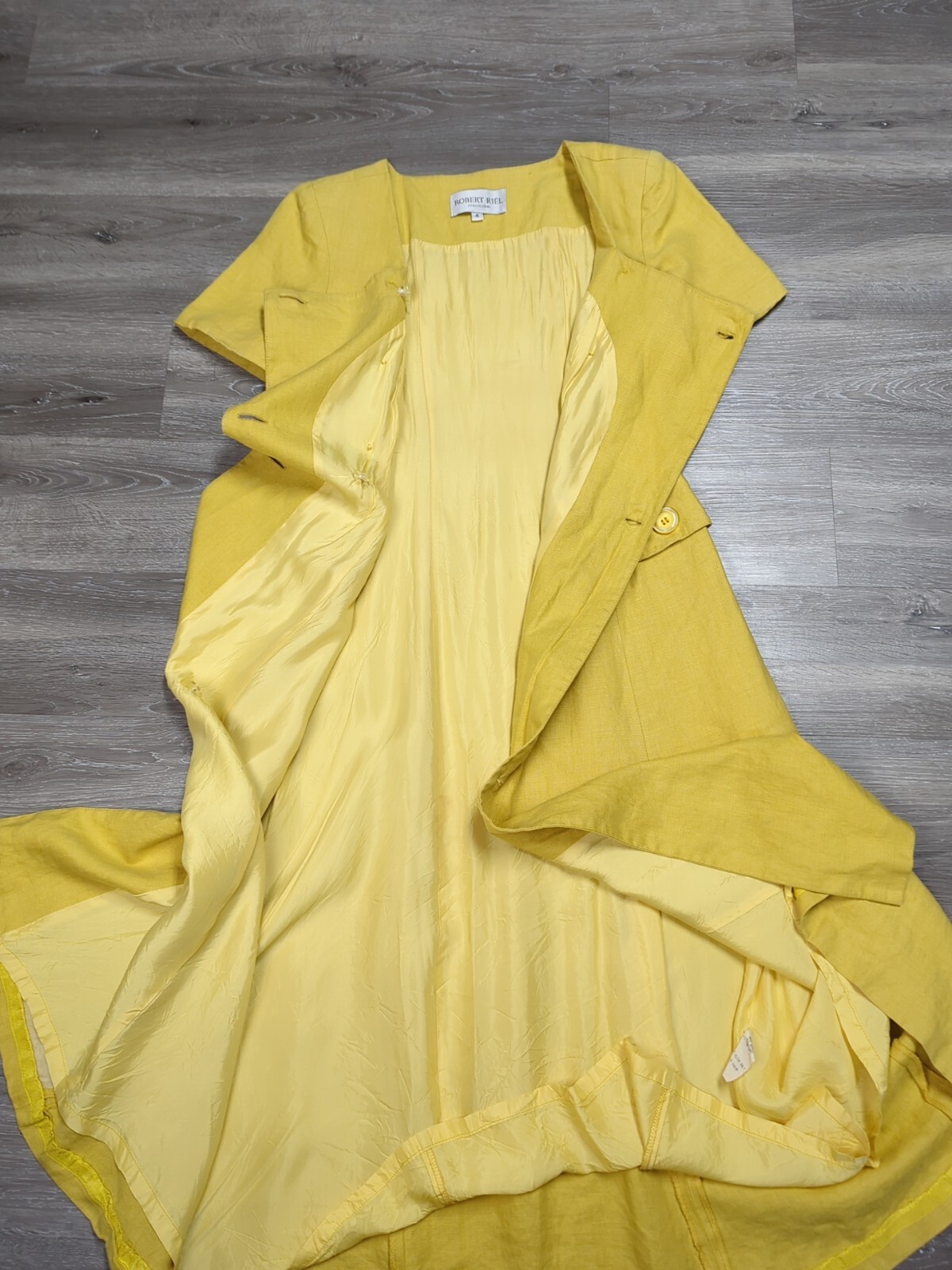 Vintage Robert Riel 100% Linen Coat Dress Size 4 Double Breasted Button Up USA