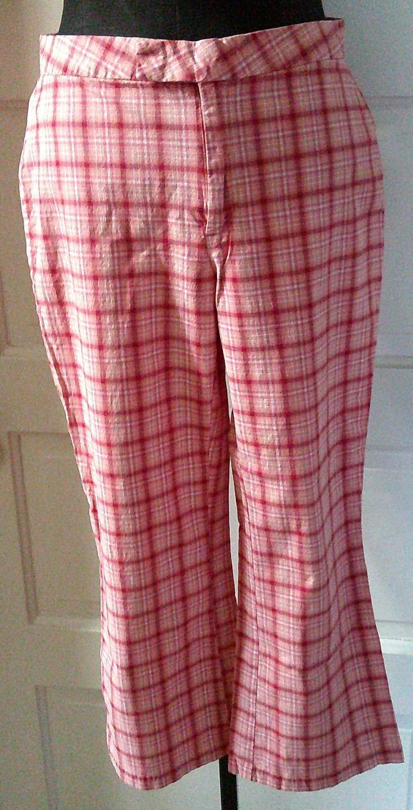 90&rsquo;s OLD NAVY Pink Plaid Flat Capri Cropped Pants Slacks Trouser 4