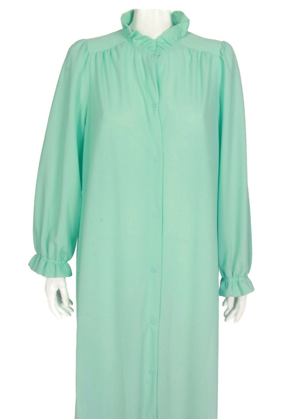 Take- Along Sears Robe Nightgown Mint Green Long Sleeve Snap Button Medium 12-14