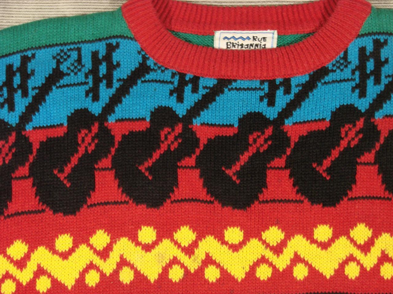 80&rsquo;s vintage oversize Rue Brittania multicolor musical instrument sweater 2