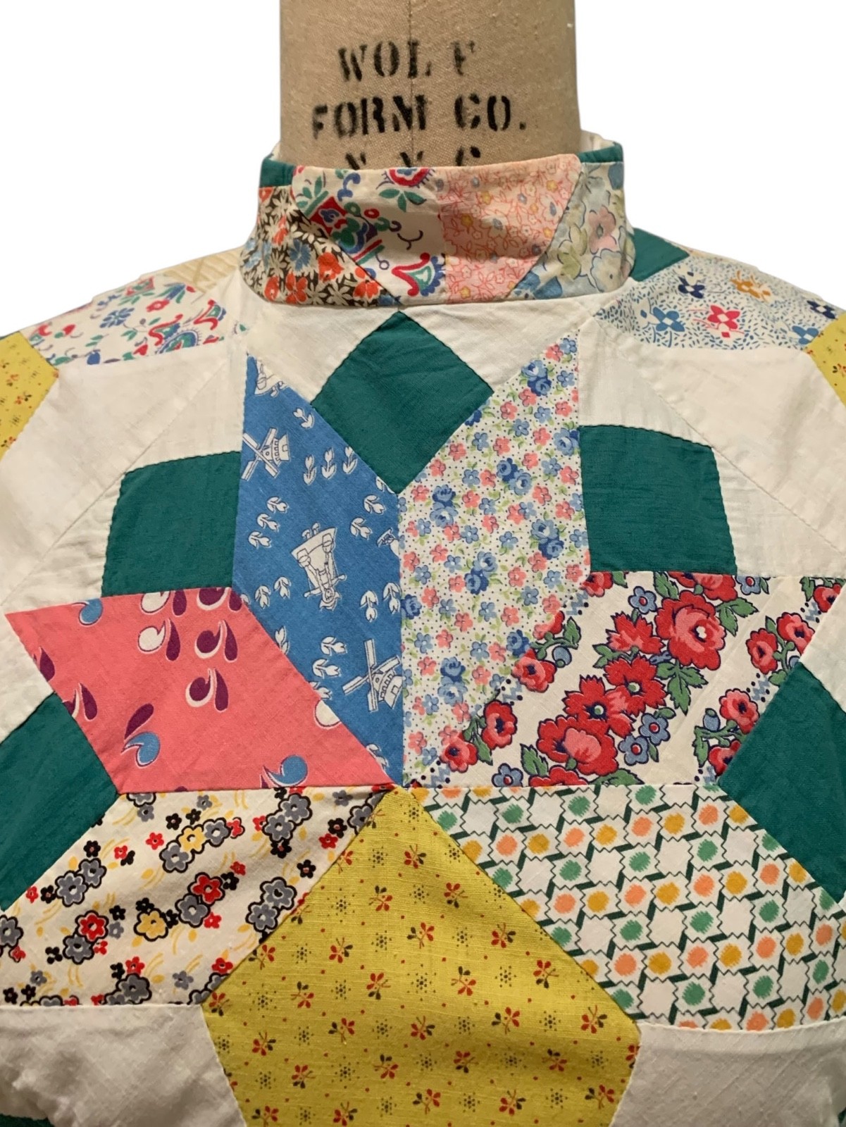 Vintage 70s Women&rsquo;s Antique Quilt American Folk Art LS Dress – Sz S/M – Wedding