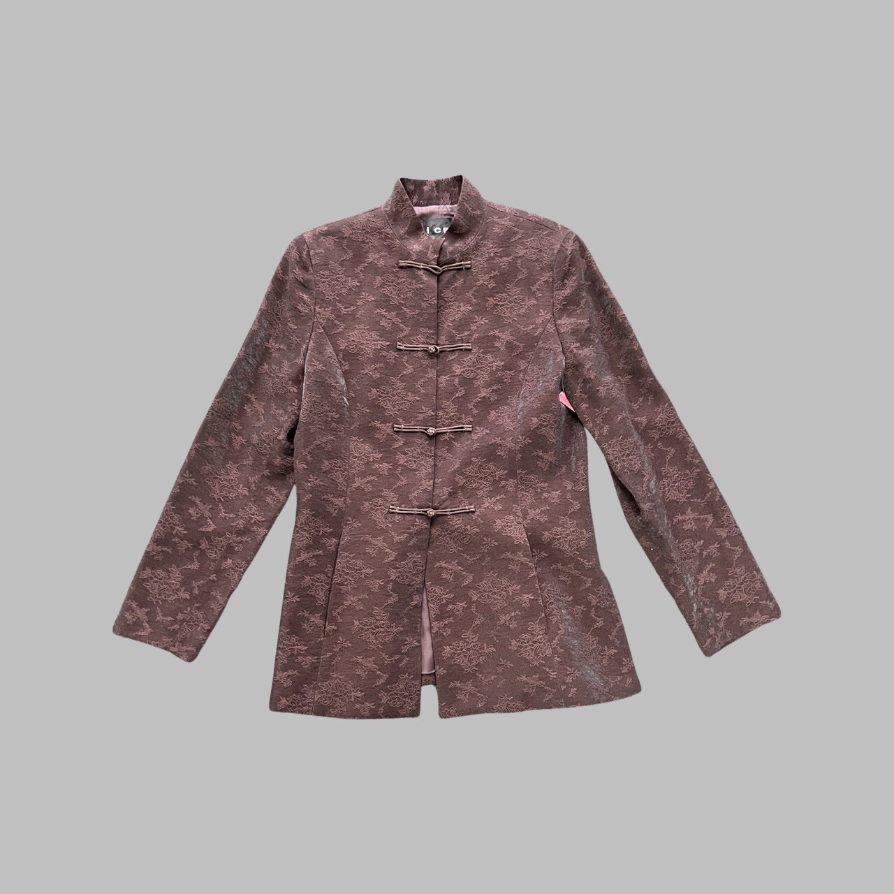 Brocade Jacquad Floral Print Embroidered Blazer Vintage IKCB Tang Jacket