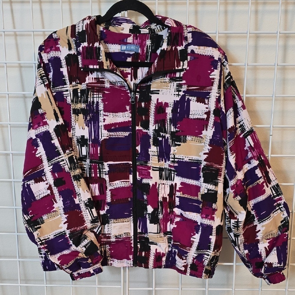 Koret Multicolor Abstract Vintage 90&rsquo;s Track Jacket Bust 25&Prime; Flat