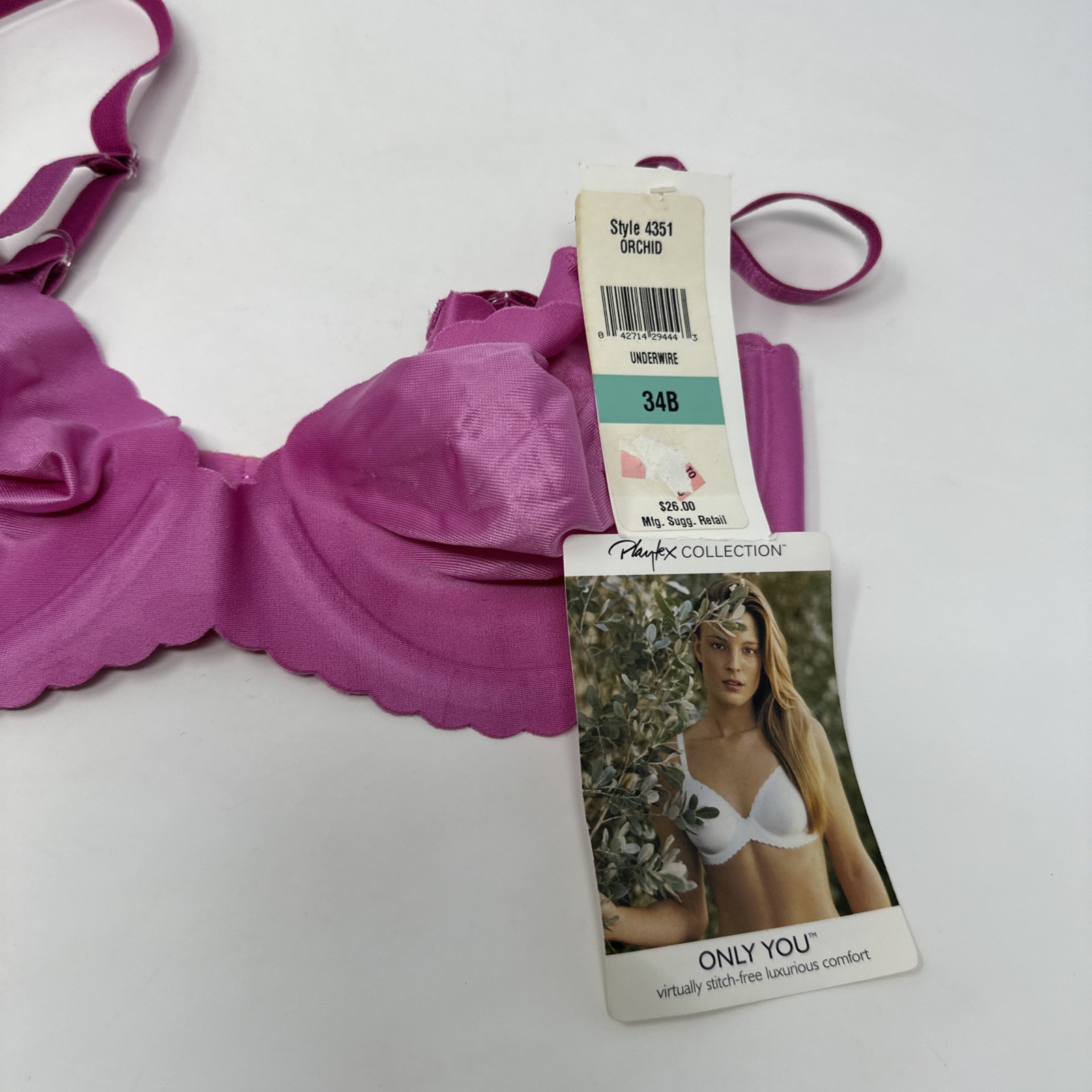 Vintage Playtex Unlined Underwire Bra Style 4351 Orchid Size 34B Only You Y2K