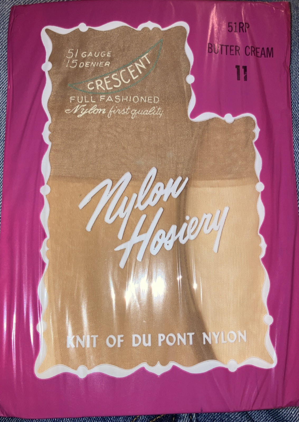 Vintage 11 X 34 Seamed Stocking Flat Knit Full Fashion 15 Denier 51G 1st Quality