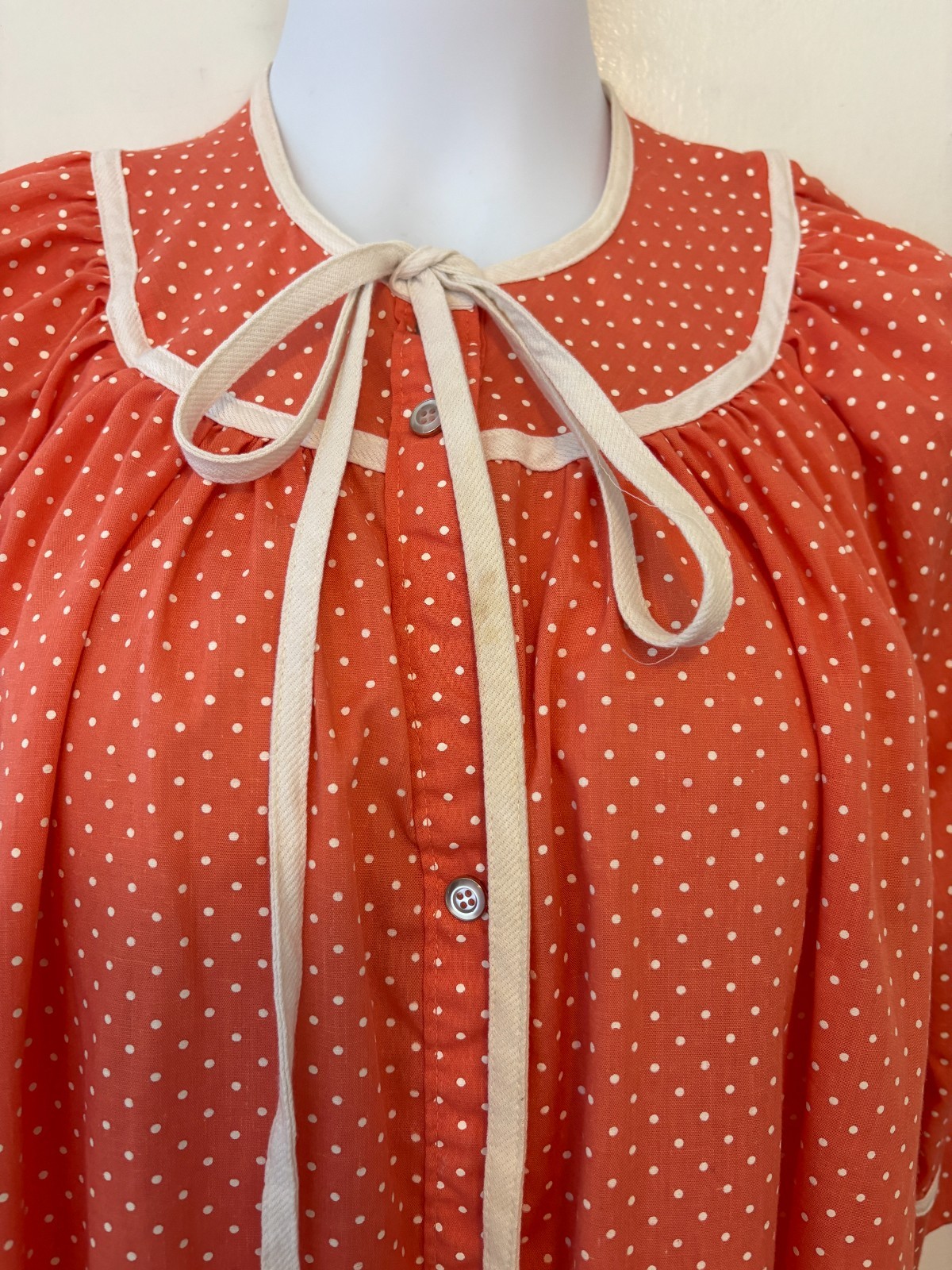 Vintage Models Coat Orange Polka Dot House Dress Size Medium