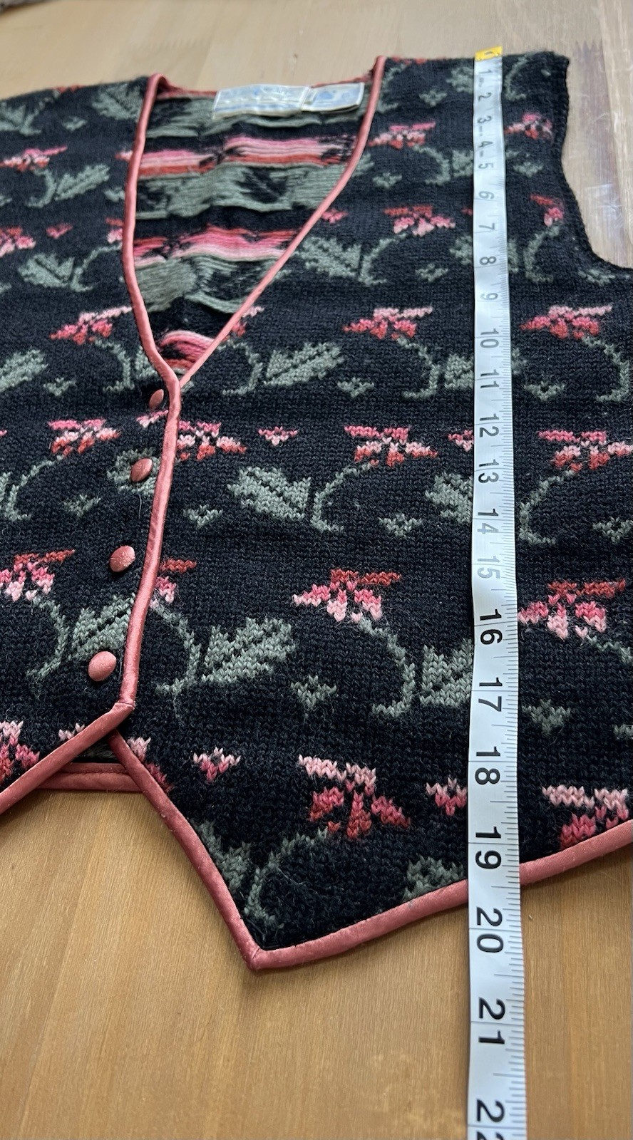 Vintage Components Susan Bristol 100% Wool Floral Tapestry Vest Cottagecore Sm