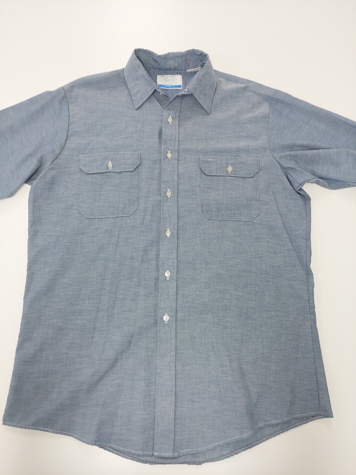 Vintage Sears Fieldmaster Chambray Button Up Horse Patriotic Western Boho Native
