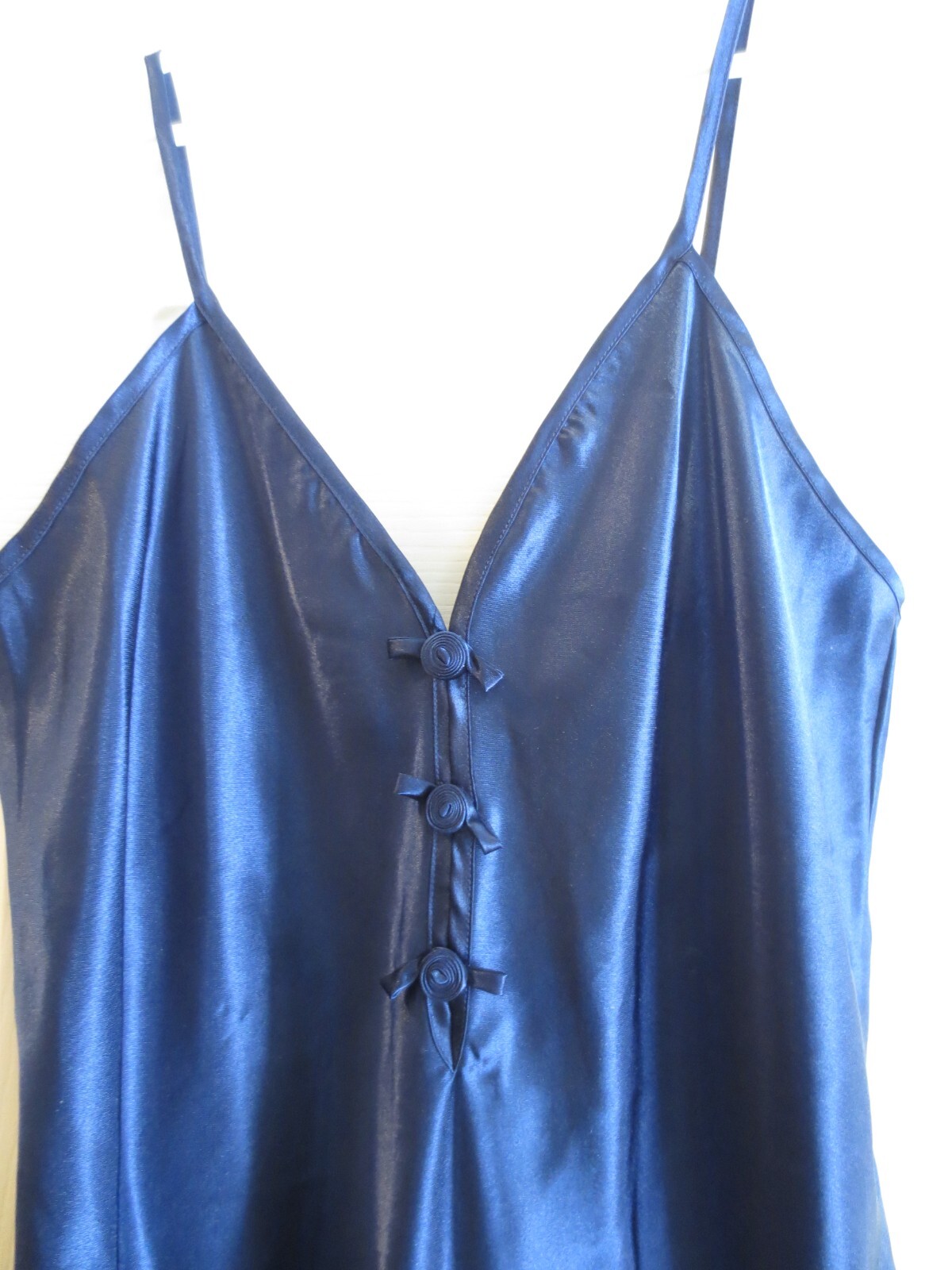 INNER MOST SEXY SATIN SHORT NIGHTGOWN CHEMISE LINGERIE BOWS SMALL BLUE