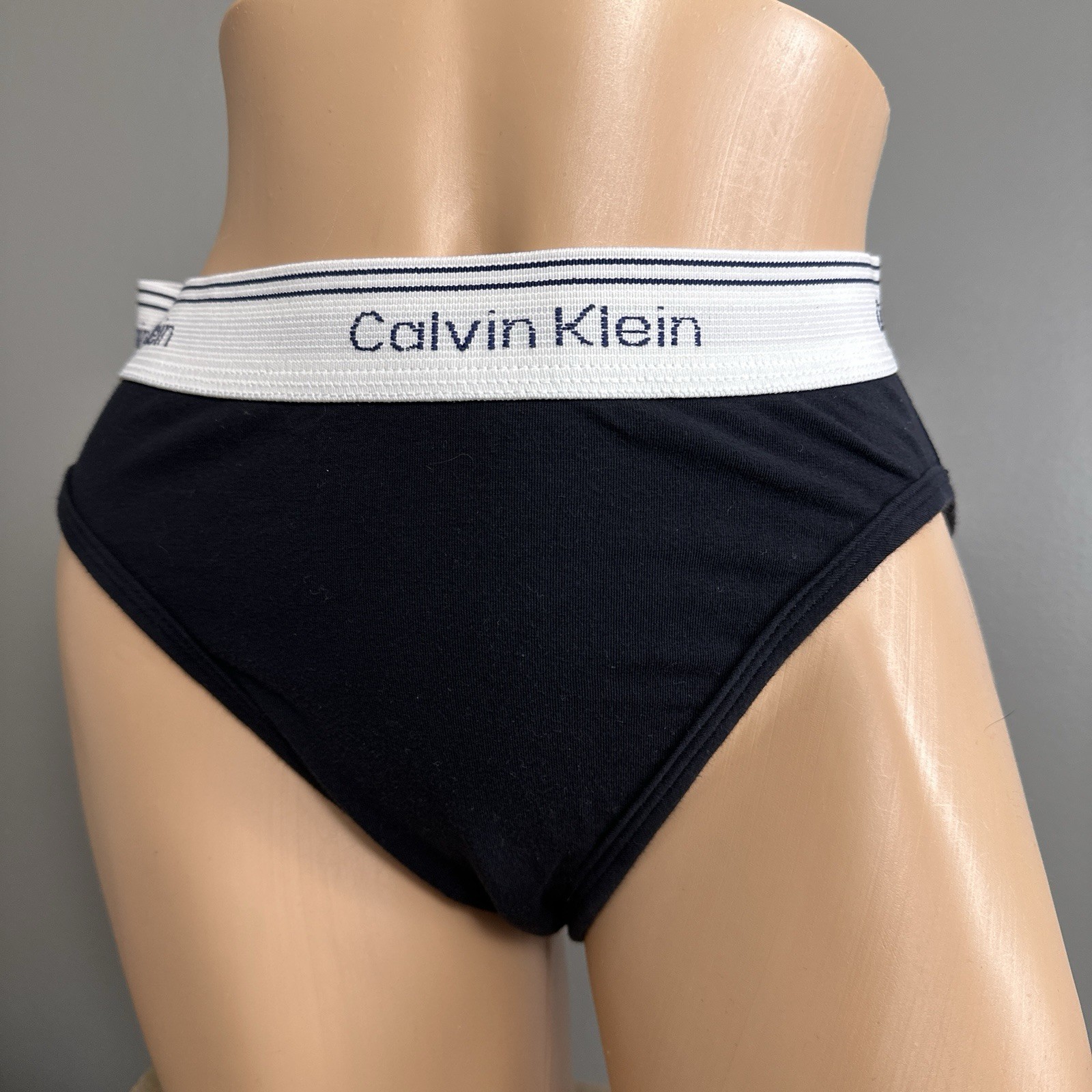 Vintage 1994 Calvin Klein Athletic Black High Cut Briefs USA Logo Waist Large