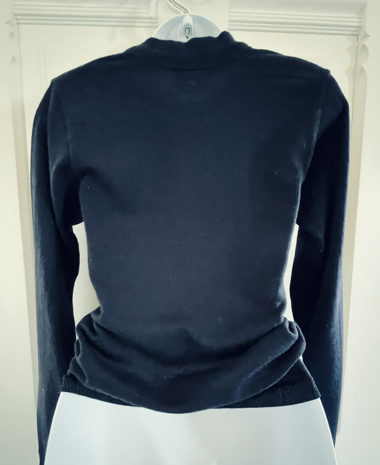 Vtg Pendleton Fine Virgin Wool Pullover Sweater Petite Small USA Navy Mock Neck