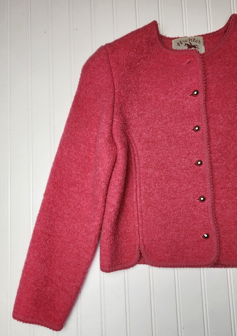 Vintage Pink Barbiecore Jacket Virgin Wool Cropped Blazer Hunter Sportswear