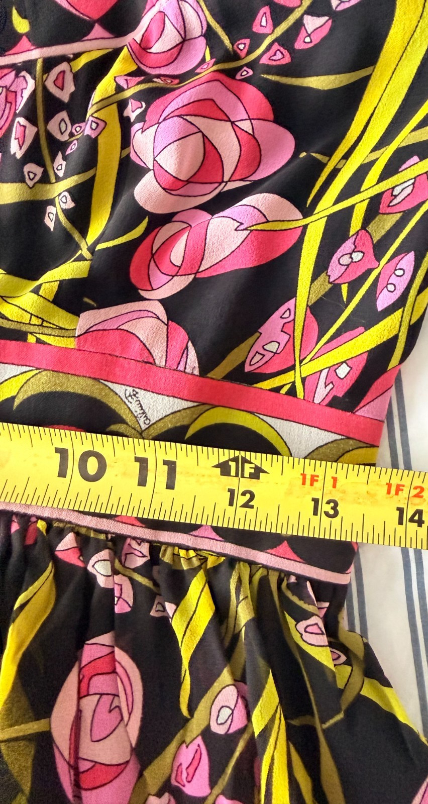Vintage Emilio Pucci Maxi Dress 8 Floral Print Empire Waist Italy Saks