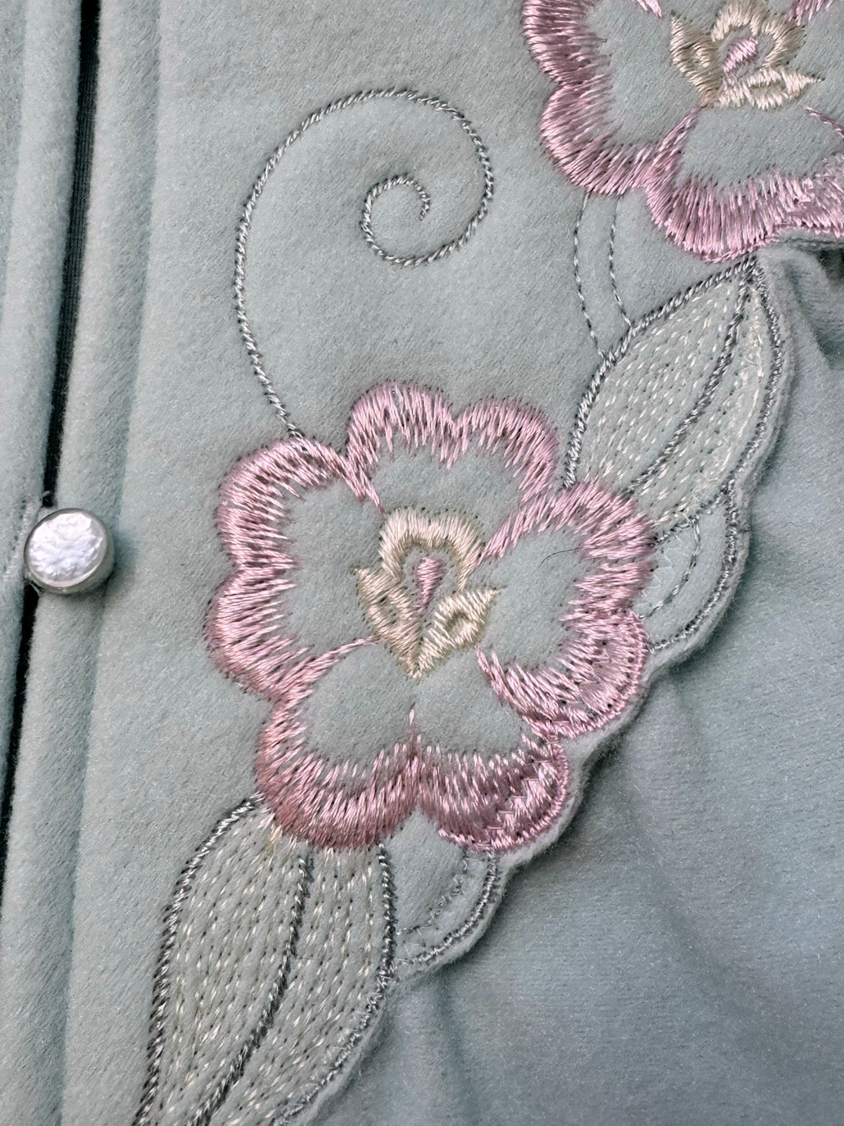 VTG Shadowline Fleece Bed Jacket Robe Embroidery NOS w/Tag 80&rsquo;s Cottagecore S/M