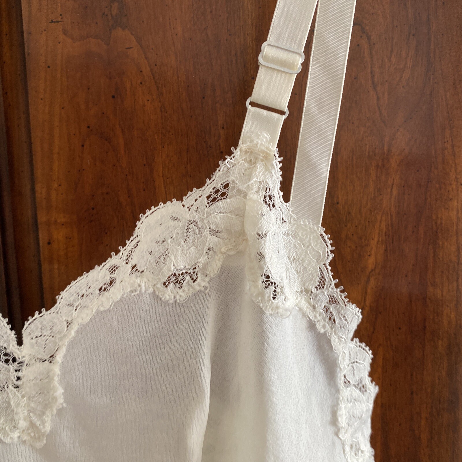 VTG SEARS Jr Bazaar Ivory Full Slip Polyester Crepe Size 5 Lace Trim