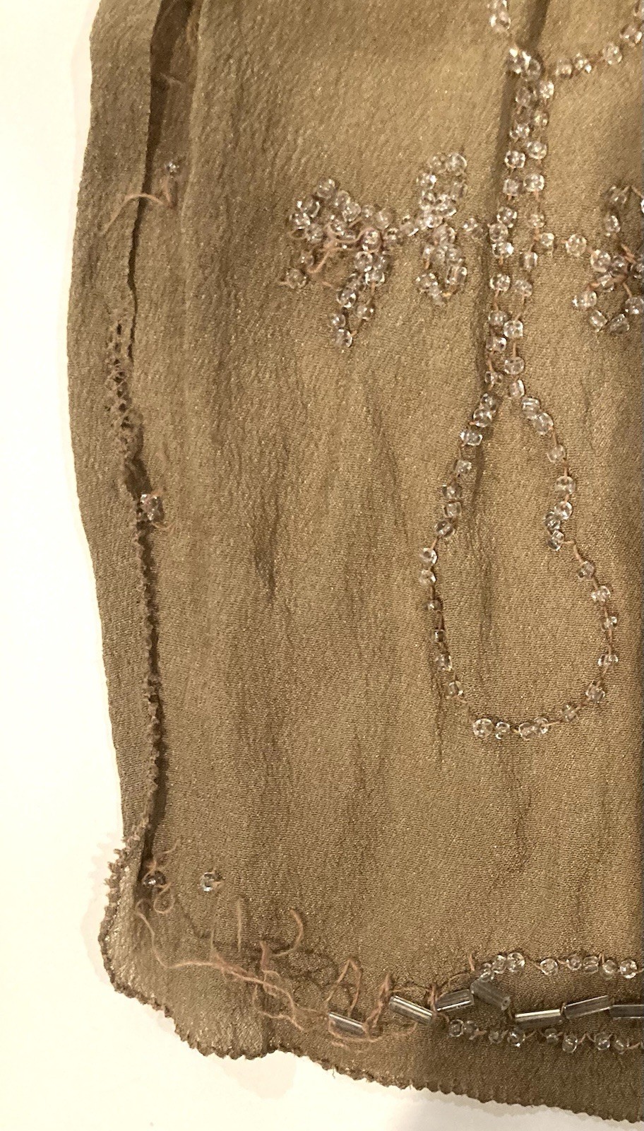 Vintage 1920s silk beaded flapper dress as is B 38