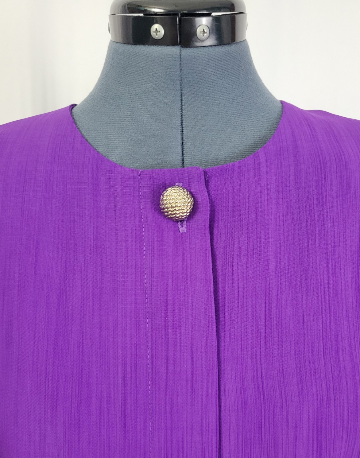 Vintage Leslie Fay Purple Blouson Dress w Pleated Skirt & Matching Belt Size 16