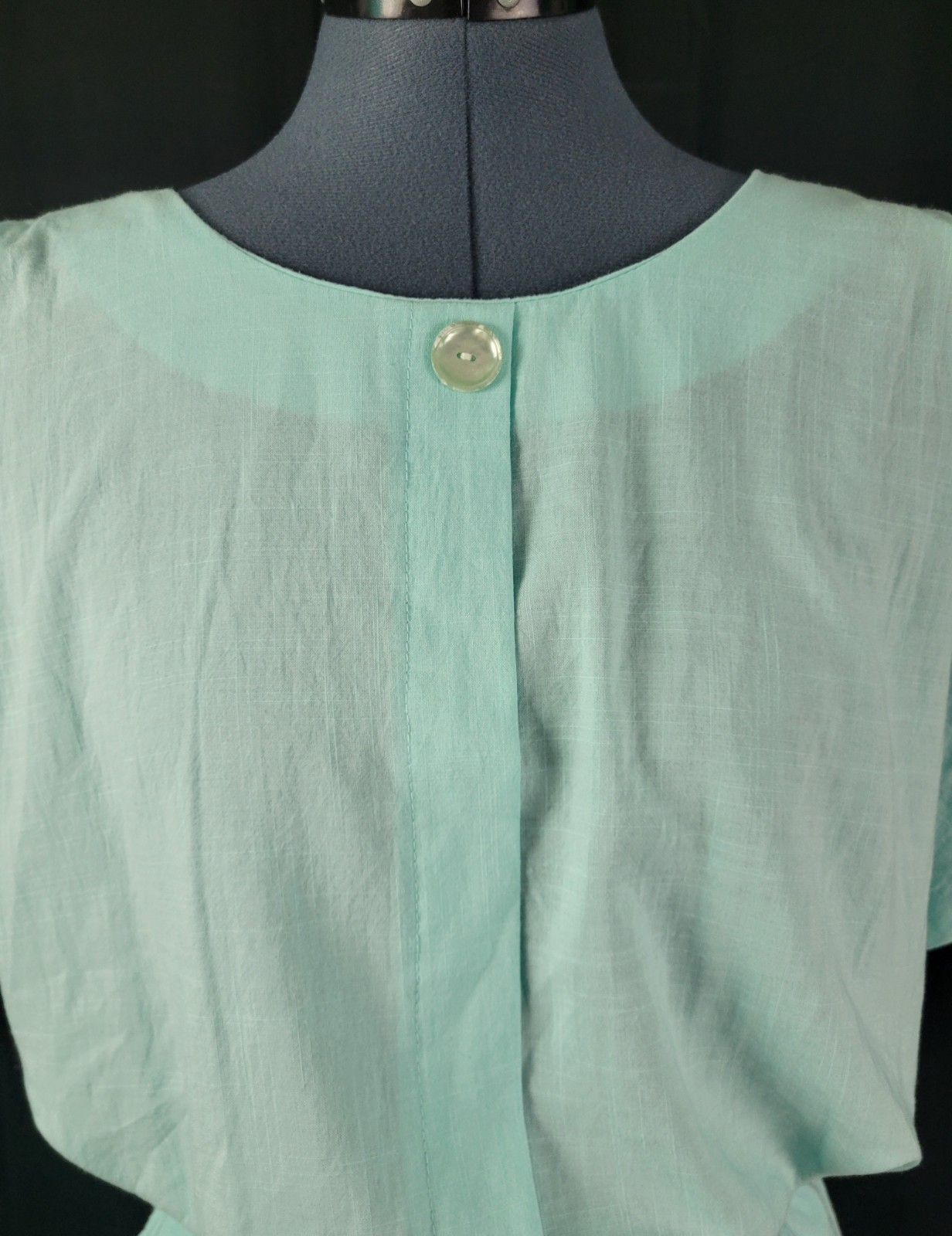 Vintage Stuart Alan Mint Green Blouson Dress w Slim Skirt & Belt Size 18
