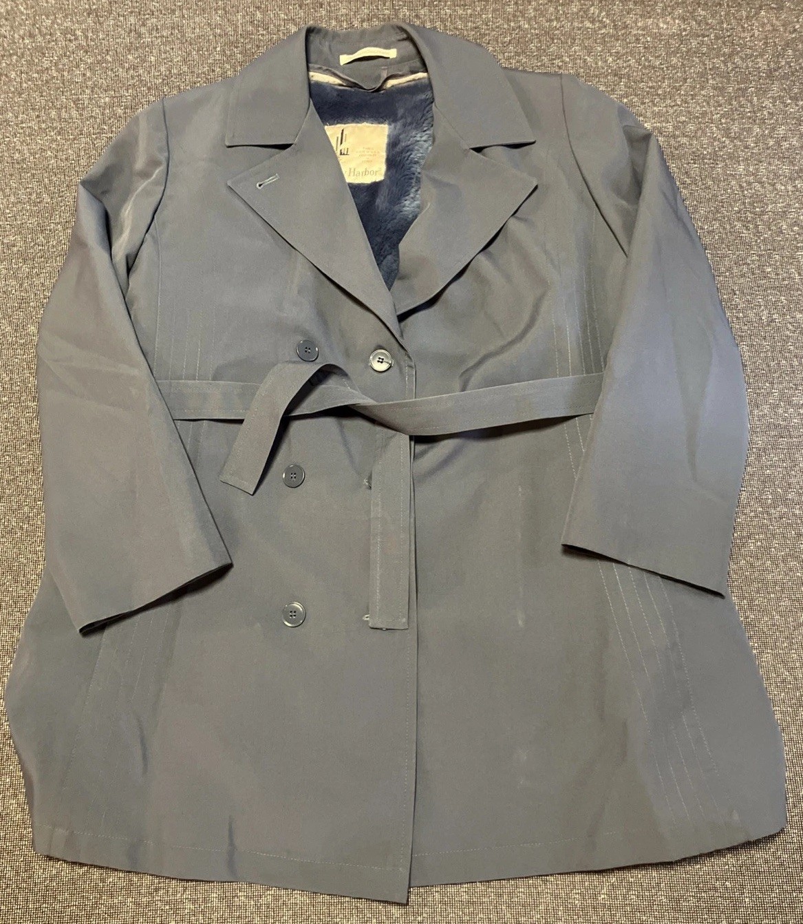Misty Harbor Vintage Women’s Rain Trench Zip Out Lining Coat Blue Mid Length