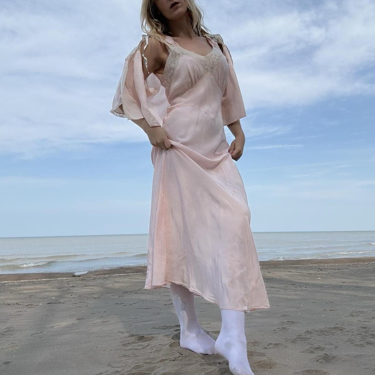 Antique Pink Lace Slip Set