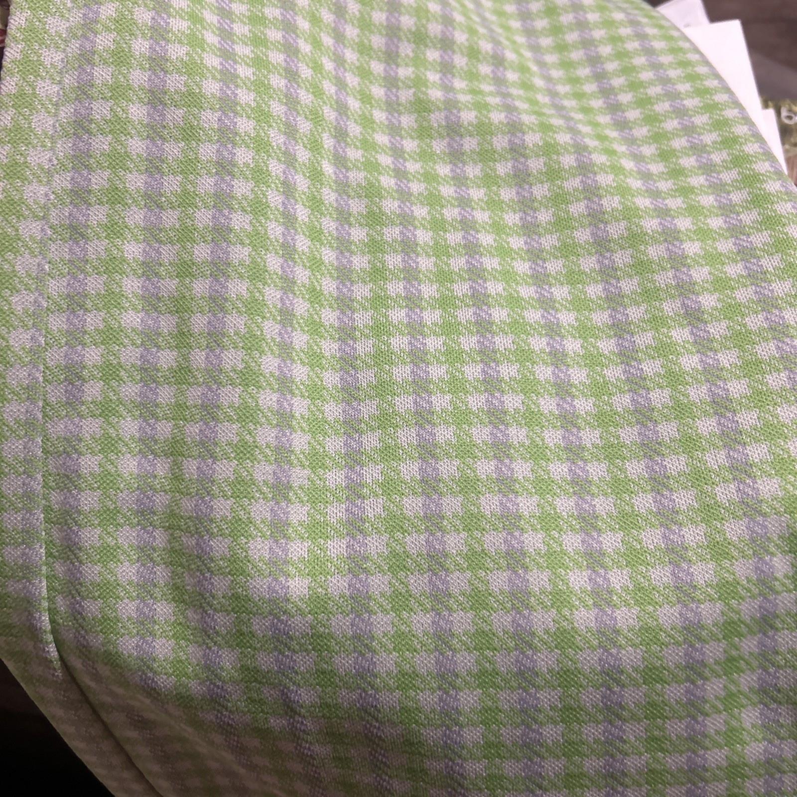 Vintage 1970 Womens Bell Bottom Polyester Pants Green,Grey,& White Hounds Tooth