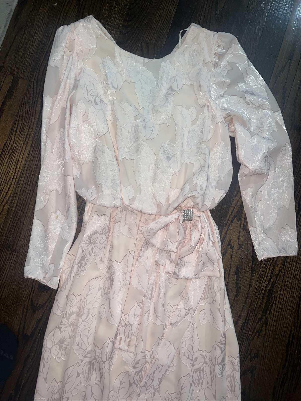 VTG DYNSTY STYLE PINK  FLORAL MAXI DRAPE BACK 8 Tall