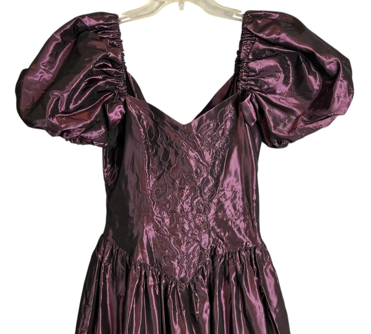 Vintage 80s Cachet Bari Protas Sweetheart Gown Formal Dress w Puff Sleeves 5/6