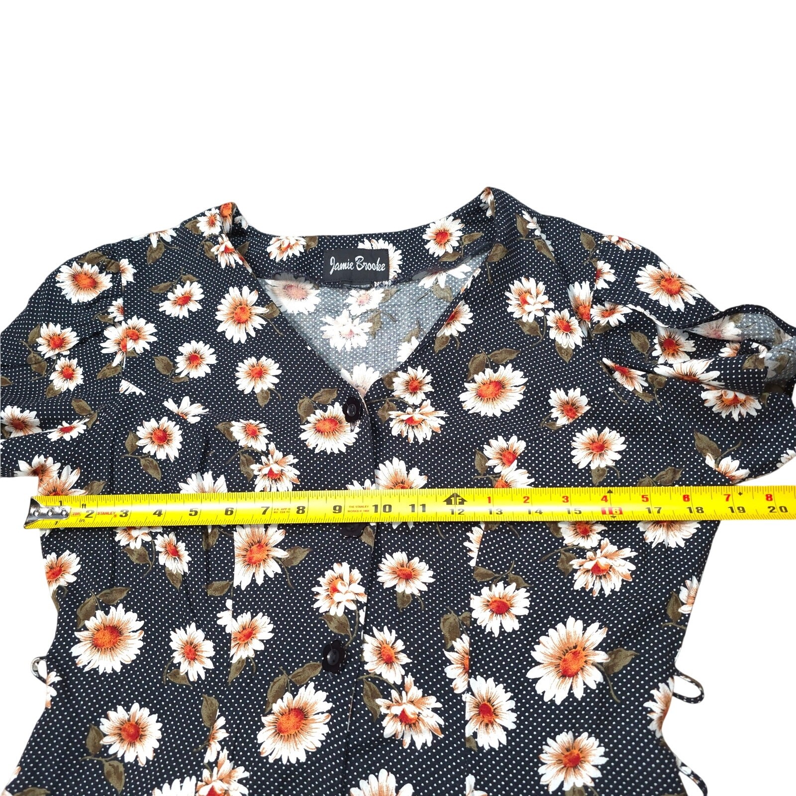 Vintage Jamie Brooke Daisy Floral Button Up Shirt Dress Double Belted Hippie