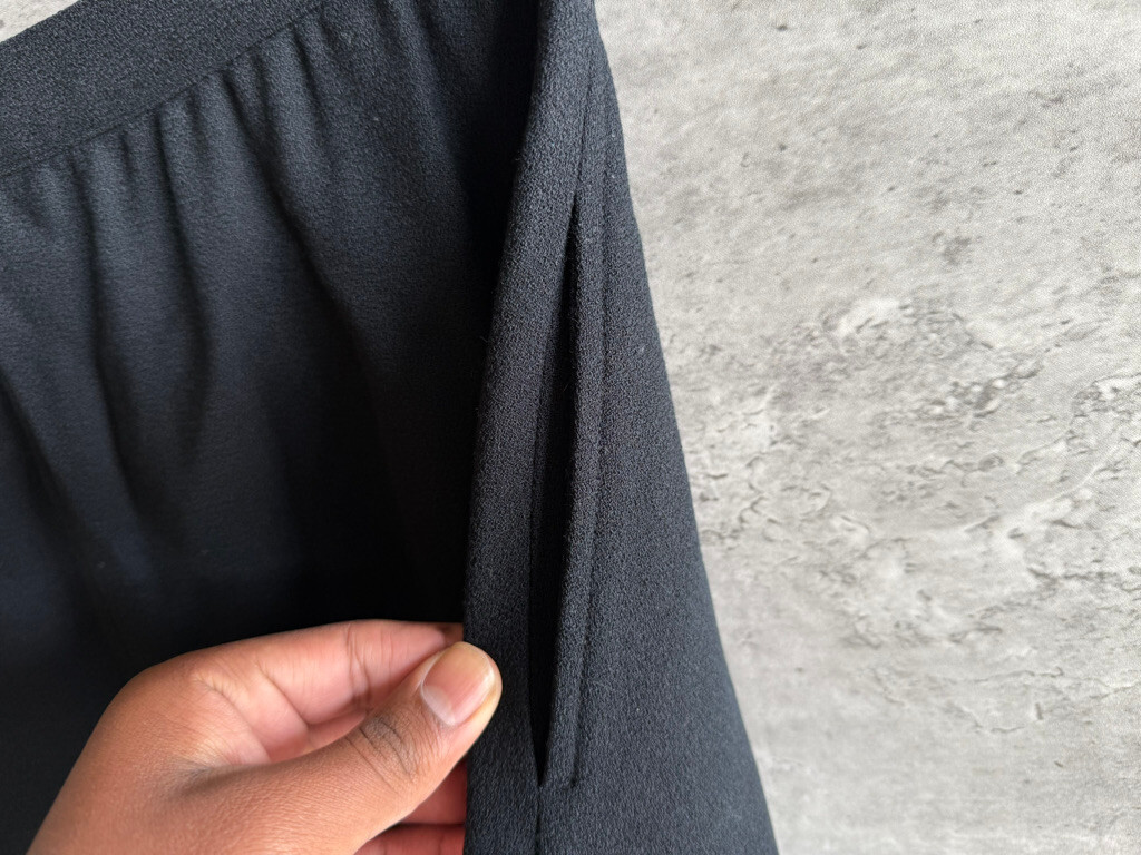 Vintage 1980s Lloyd Williams Black Wool Acetate Lined A-Line Pocket Skirt Sz 14