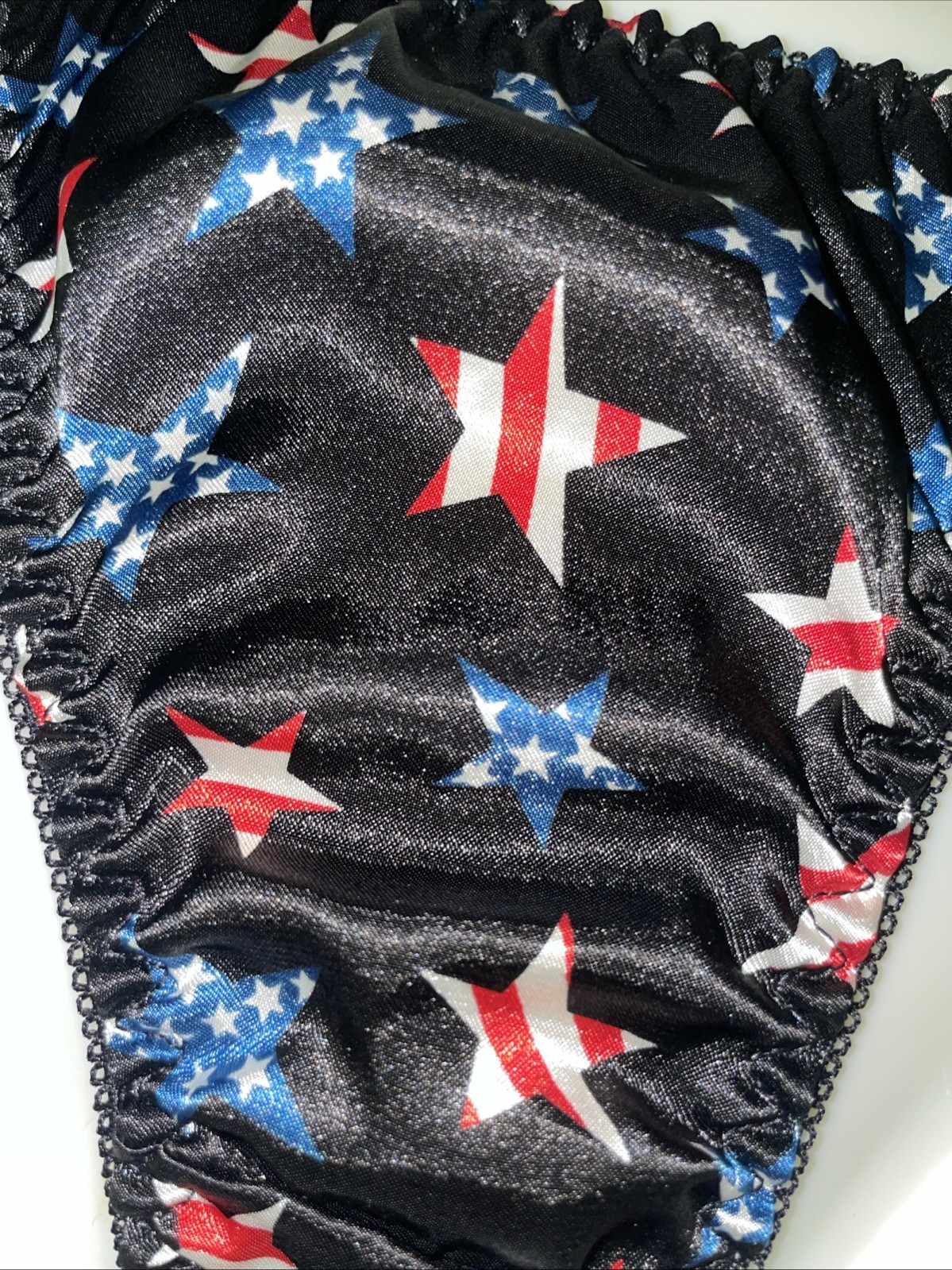 Vintage Satin String Bikini Panties/Bows Classic True VTG Silky L/7 USA STARS