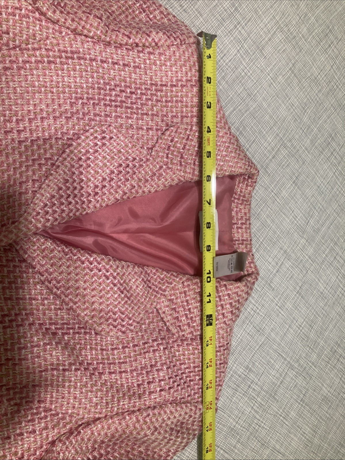 VTG 90s Y2K Villager Liz Claiborne Pink Tweed Blazer Jacket Lined Size 10