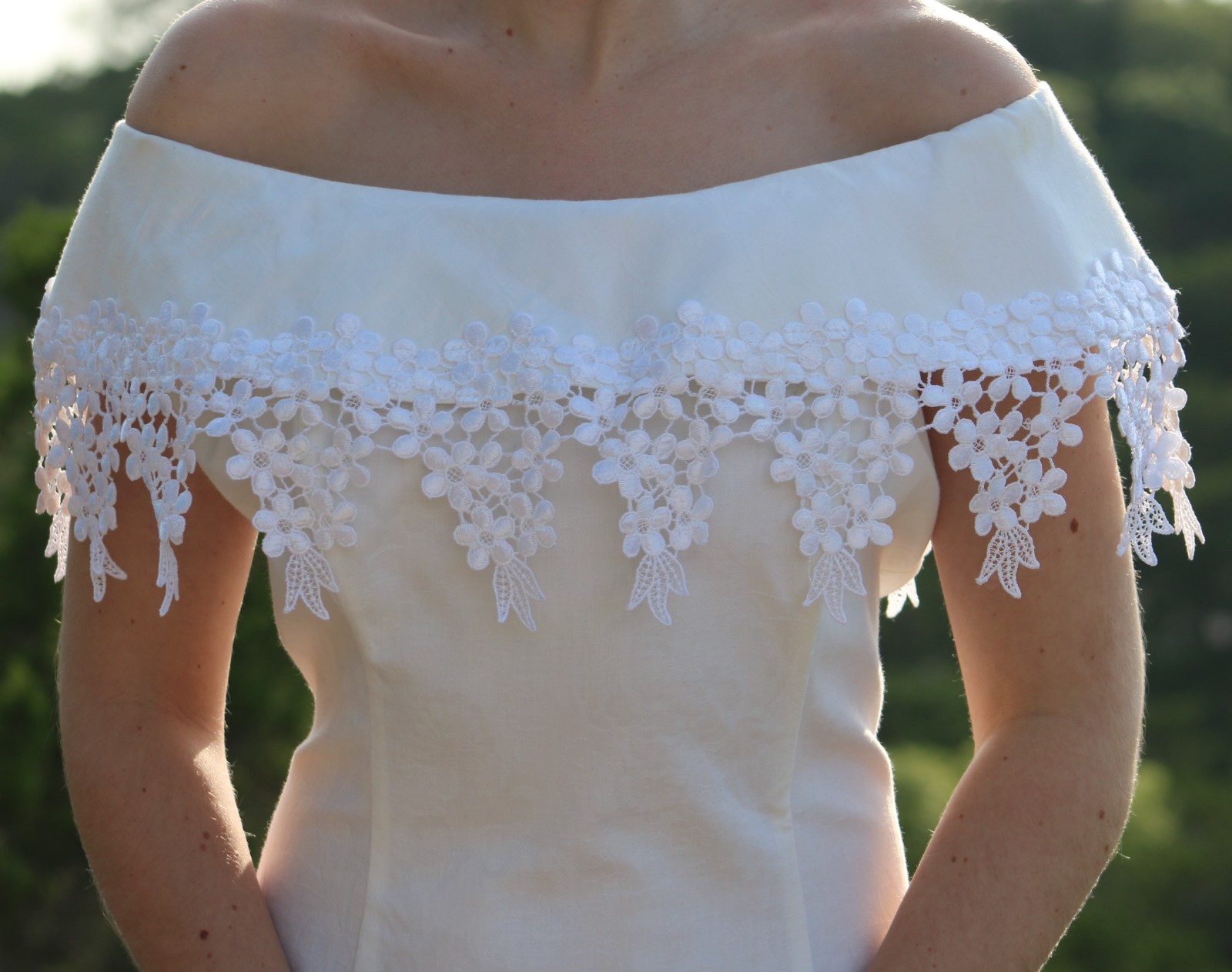 Vintage Cachet Dress 13/14 Bari Protas 1980s White w/Lace Victorian Wedding Tea