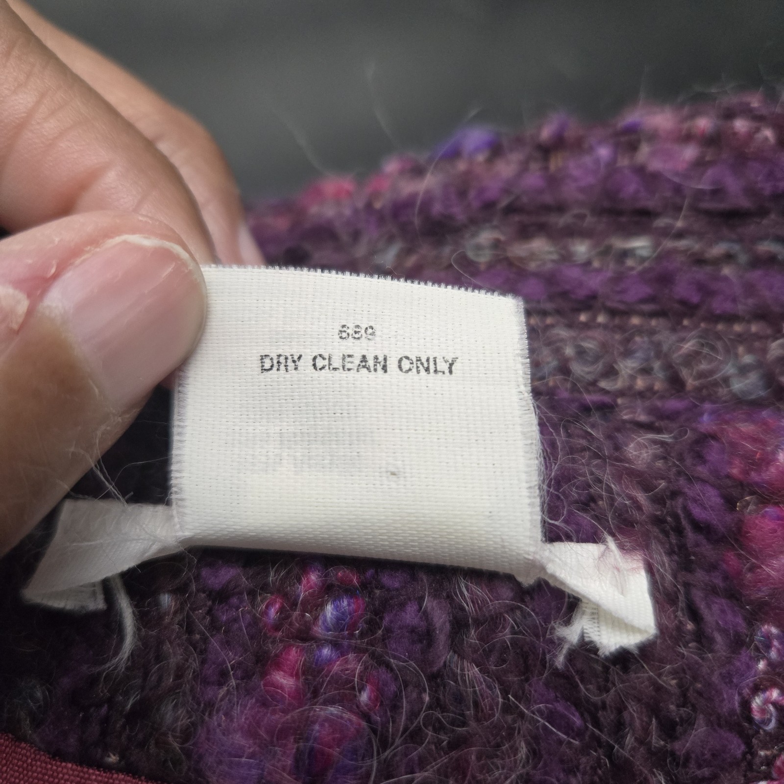 Vintage Devon Womens 14 Purple Texture Tweed Jacket Mohair Office Career Boho