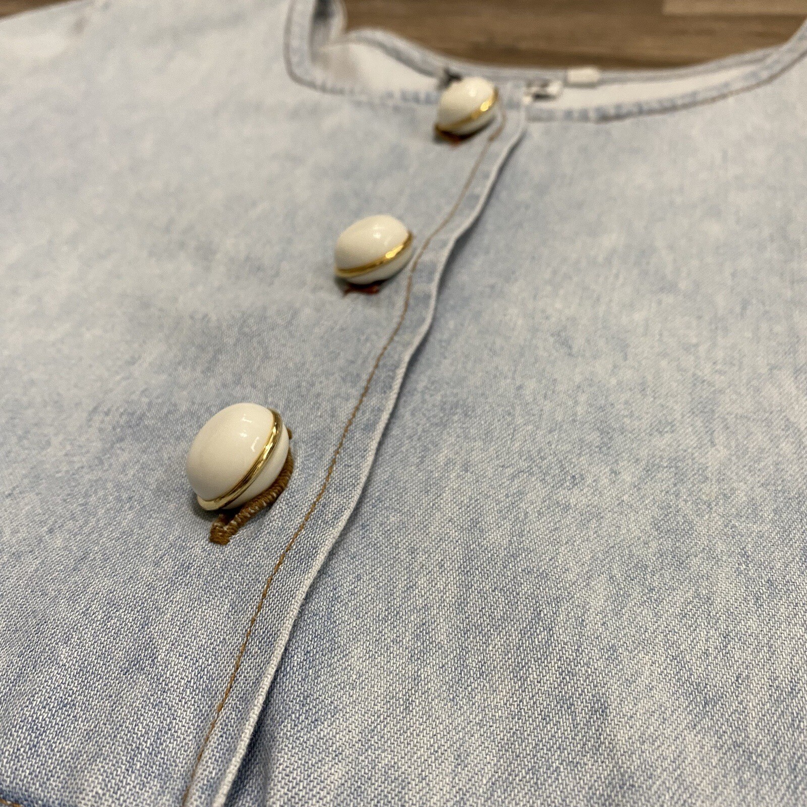 1980s Cotton Denim Jumper Button Up California Concepts Size 7 Acid Wash